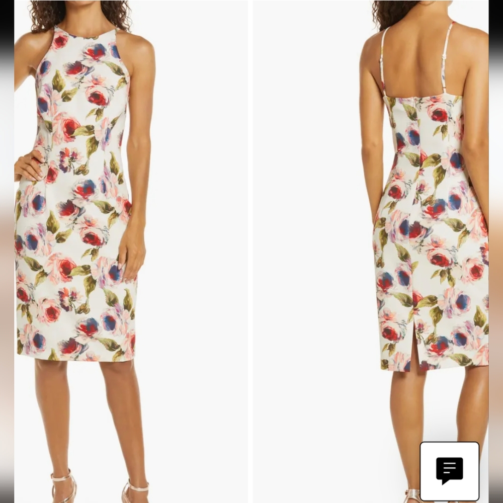 Black Halo Alexandria Ivory Floral Dress, Size 4